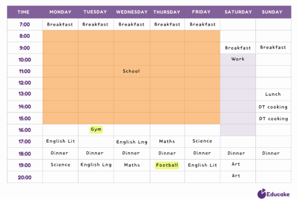 Example revision calendar Example revision calendar